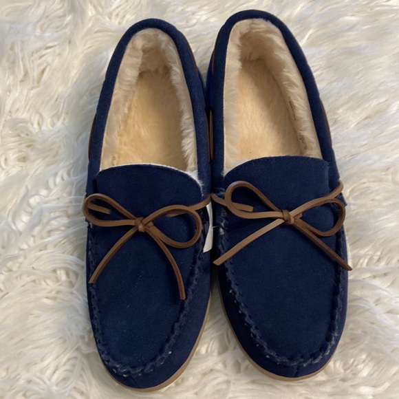 J.Crew Man Moccasin Slippers navy blue brand new with tag size 11 leather upper - Picture 15 of 16